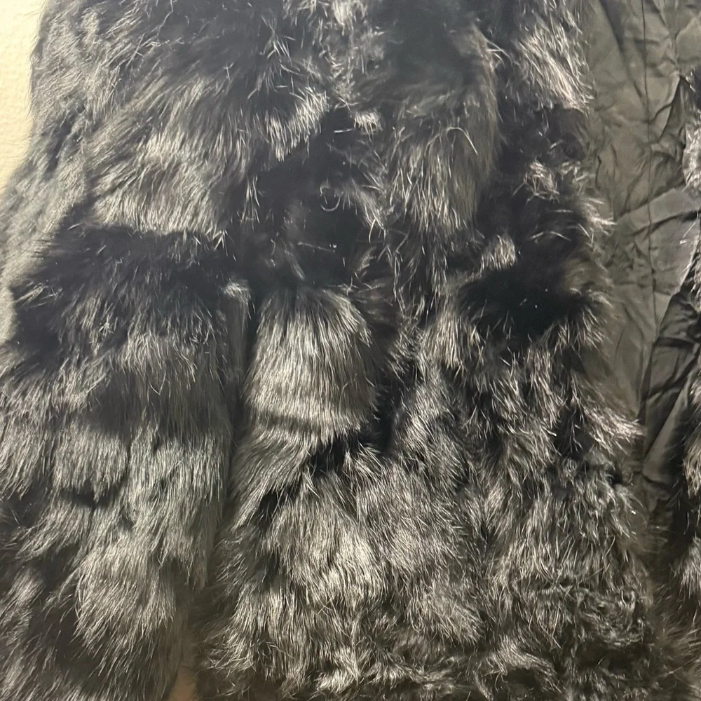 Black Rabbit Fur Jacket - Picture 5 of 7